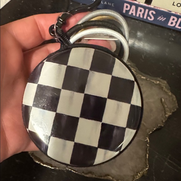 MacKenzie-Childs Black and White Checkered Purse hair tie Charm - Picture 10 of 11